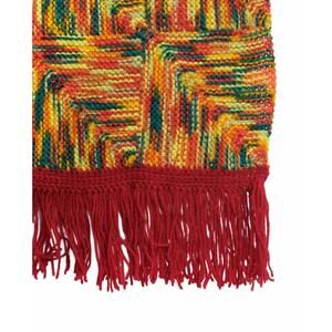 NEW NICHOLAS DALEY hand knitted roots shawl in orange/green/yellow